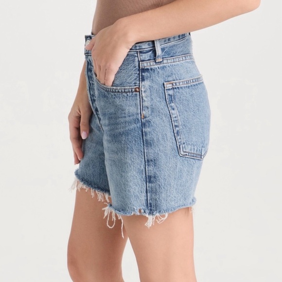 AGOLDE Denim Jean Shorts Parker Long Distressed Blue Size 25 - Picture 14 of 15